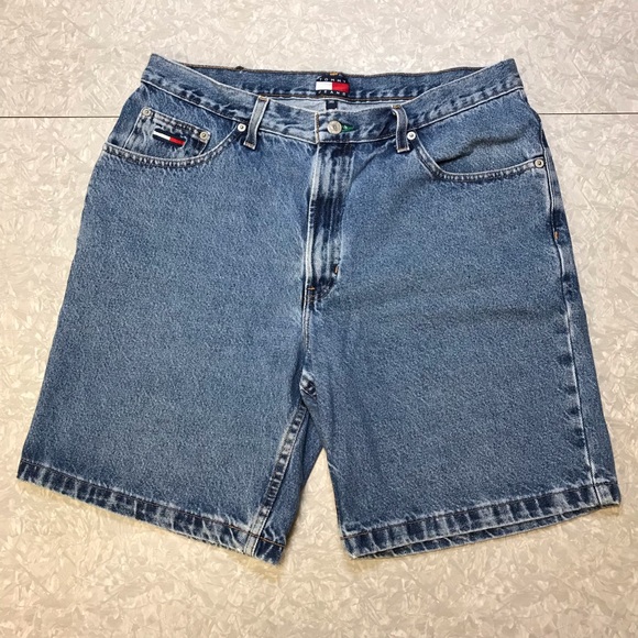Vintage 90s Tommy Jeans Men’s Straight Denim Shorts / Size 36 - Picture 1 of 11